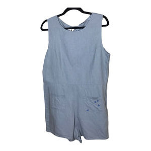 Junk Food Disney Embroidered Mickey Gray Linen Blend‎ Romper Size Medium